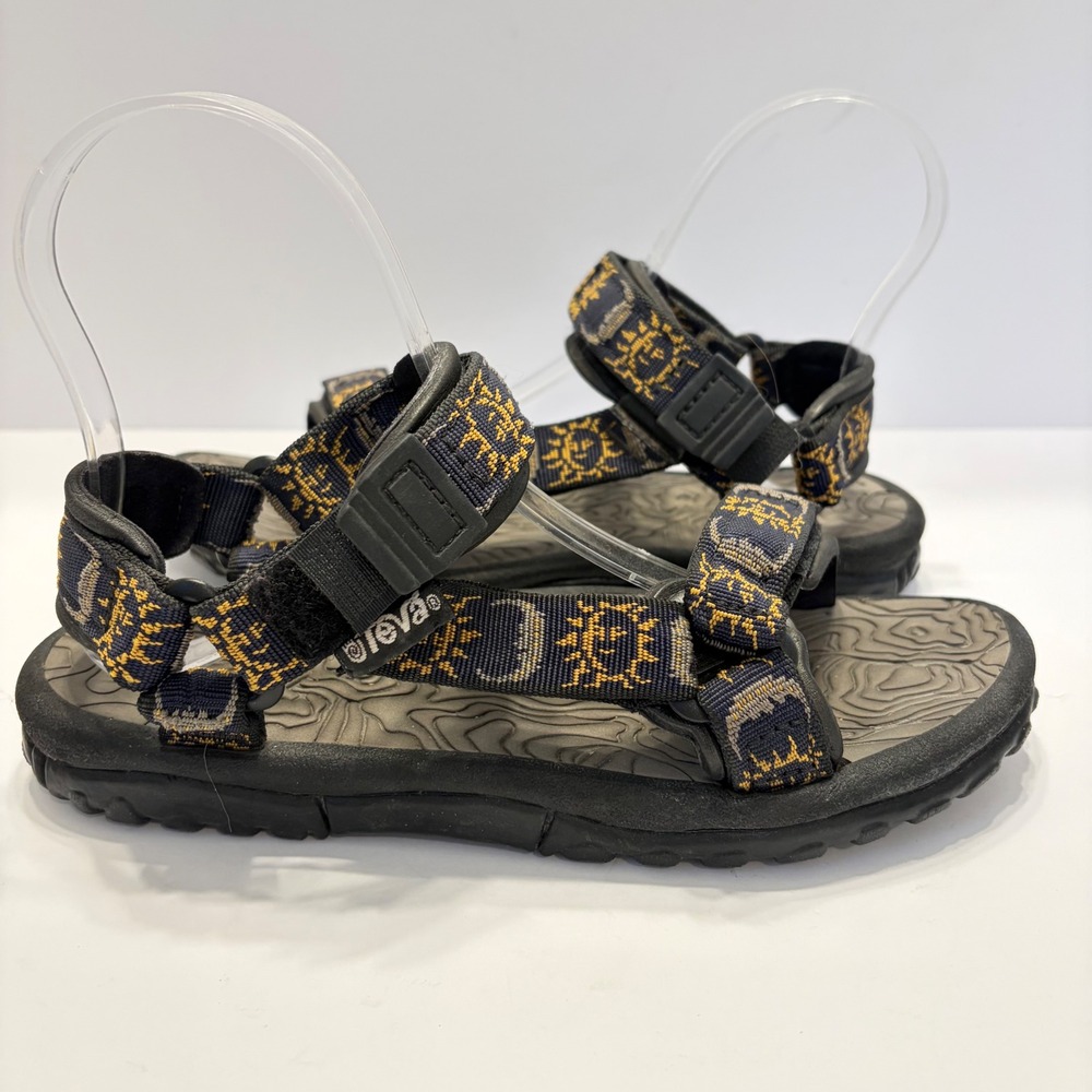 Teva Hurricane Women 7 Celestial Sun Moon Strappy Sport Sandals Black Gold F50A8